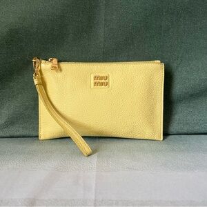 Miu Miu Yellow Nappa Leather Wristlet Small